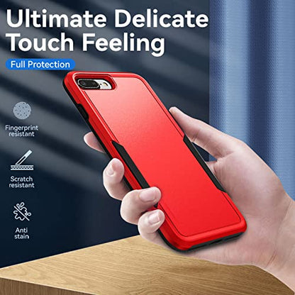 for iPhone 7/8 Plus Case, with HD Screen Protector,[Military Grade Drop Tested] Heavy-Duty Tough Rugged Shockproof Protective Phone Case for iPhone 7 Plus/iPhone 8 Plus 5.5”, Red - color: Red