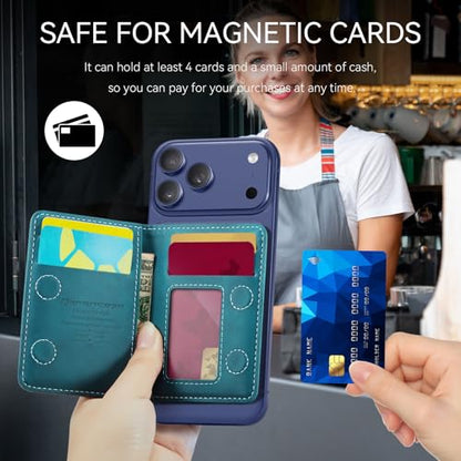Defencase for Magsafe Wallet Magnetic Card Holder RFID Blocking, R-Green - color: Retro Blue Green