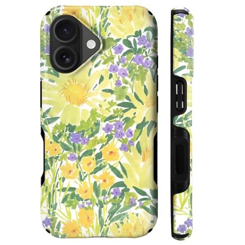 Case for iPhone 16 | Anti-Slip Side Handle| Bold Protective Design | Compatible with MagSafe | Bright Yellow Wildflowers | - color: Bright Yellow Wildflowers, size: iPhone 16