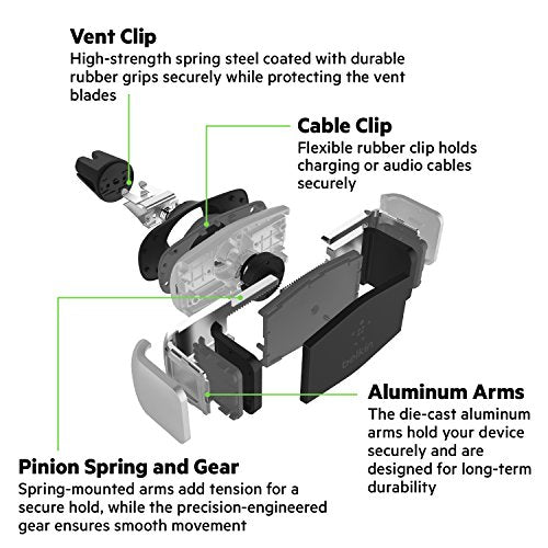 Belkin Car Vent Mount, Black and Silver, Phone Stand for iPhones, Samsungs, LGs & Most Smartphones, Adjustable to Fit 5.5-Inch Screens - style: Car Vent Mount