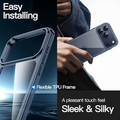 JETech Case for iPhone 17 Pro, Anti-Yellowing, Deep Blue | Shockproof Protection, Scratch Resistant Hard PC Back, Durable Transparent TPU Bumper - color: Deep Blue, size: iPhone 17 Pro