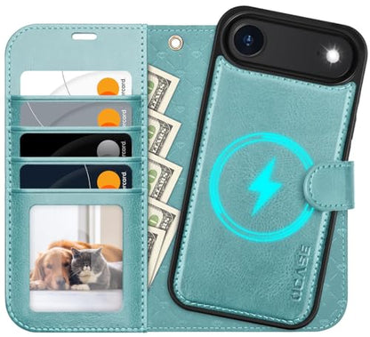 OCASE for iPhone Air Detachable Wallet Case with Card Holder, 2 in 1 PU Leather Flip Folio with RFID Blocking Stand Wrist Strap Shockproof Phone Cover 6.5 Inch 2025, Ice Blue - color: Ice Blue, size: iPhone Air