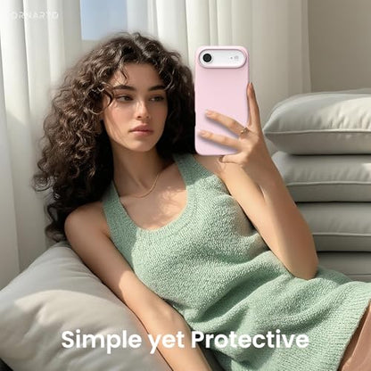 ORNARTO for iPhone Air Case 6.5", Slim Liquid Silicone 3 Layers Soft Gel Rubber Shockproof Protective Cover with Anti-Scratch Microfiber Lining-Chalk Pink - color: Chalk Pink