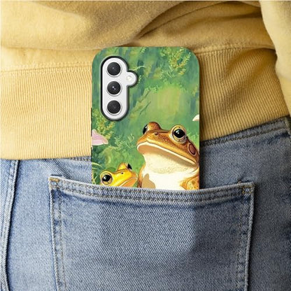 Golden Frogs Phone Case for Samsung Galaxy S25, Dual Layer Shockproof Rugged Cover with Soft TPU + Hard PC, Anti-Scratch Slim Fit Wireless Charging Compatible - color: Golden Frogs, size: 6.2" Galaxy S25