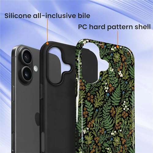 Case for iPhone 16 Plus, Shockproof Hybrid Protective Phone Case, Dual-Layer Drop Protection Anti-Scratch, Fern Leaf - color: Fern Leaf, size: iPhone 16 Plus