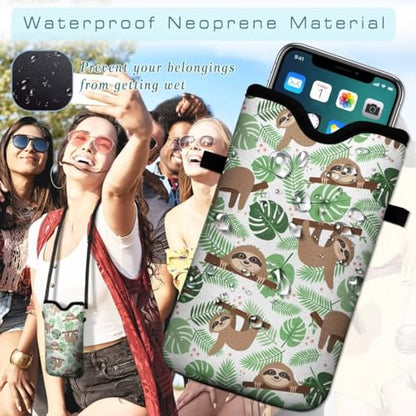 Cell Phone Sleeves Bag Case Crossbody Neoprene Holder Lanyard Phone Pouch for Women Men 7.5 X 4.5 Inches - Sloth - color: Sloth