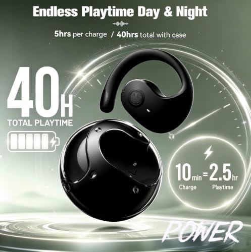 Xmenha Over The Ear Earbuds Open Ear Headphones Over The Ear Headphones - color: Black, style: Normal