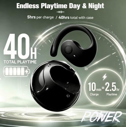 Xmenha Over The Ear Earbuds Open Ear Headphones Over The Ear Headphones - color: Black, style: Normal