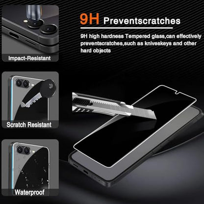 Milomdoi Privacy Screen Protector for Samsung Galaxy Z Flip 7 | 2+2+2 Pack, 9H+ Tempered Glass, Camera Lens Protector, Military Grade Shatterproof, Easy Installation, No Bubbles - size: Samsung Galaxy Z Flip 7 6.8 inch