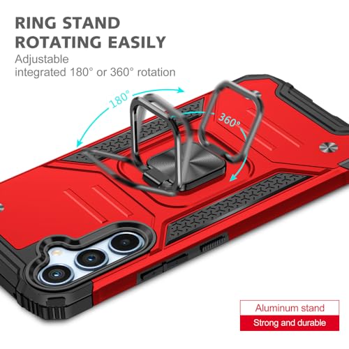 for Samsung S23 FE Case: S23 FE Case with Screen Protector: (Heavy Duty) Military Grade 360° Rotatable Kickstand Shockproof Protective Cases for Samsung Galaxy S23 FE (Red) - color: Samsung S23 FE Case Red
