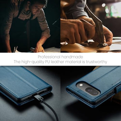 Wallet Case for Google Pixel 10/Google Pixel 10 Pro, Magnetic Flip Case with RFID Blocking Card Holder Kickstand for Women Men, Shockproof Durable Protective Phone Cover (Blue) - color: Blue