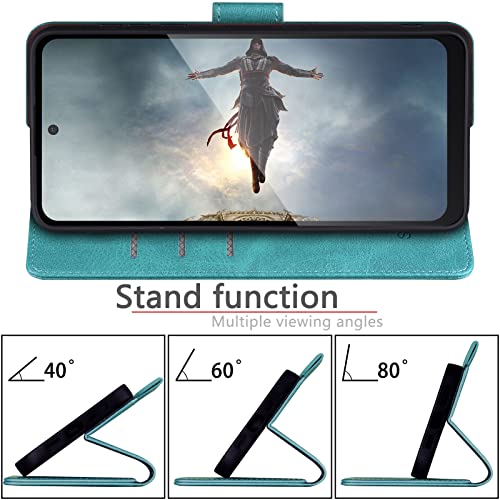 SUANPOT for Motorola（Moto G Power 2022） Wallet case 【RFID Blocking】 Credit Card Holder, Flip Folio Book PU Leather Phone case Shockproof Cover for Women Men Power2022 Blue Green - color: Blue Green