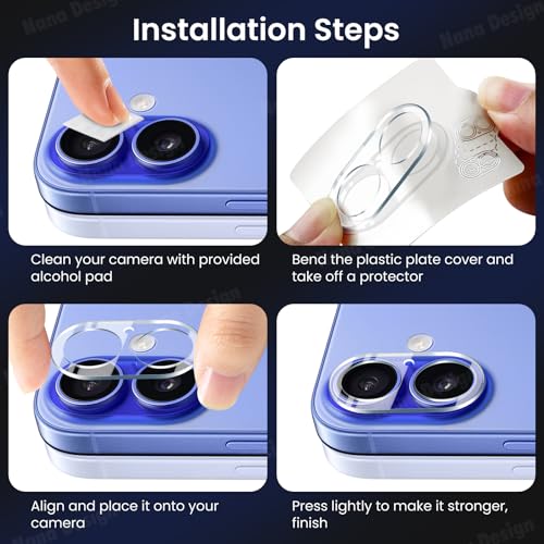 3PCS Rear Back Camera Lens Protector Tempered Glass for iPhone 17/16/16 Plus - HD Clear Full Coverage Guard - color: for iPhone 17 & iPhone 16/16 Plus