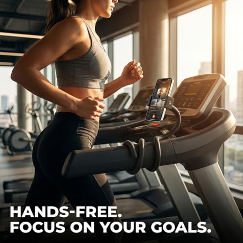 Flexible Phone Holder for Treadmill, Portable Gooseneck 16.9” Long Arm