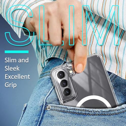 YZB Magnetic for Samsung Galaxy S21+ (Plus) Case, Clear | Compatible with MagSafe, Slim Fit Lightweight Shockproof, Military-Grade Protection, Yellowing Resistant Scratch-Resistant Back - color: Crystal Clear, size: Galaxy S21 Plus / S21 Plus 5G
