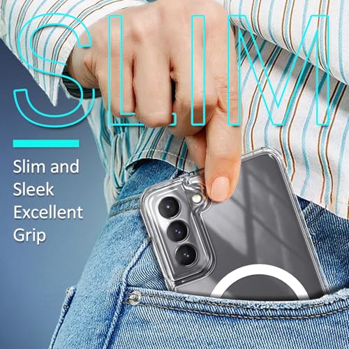 YZB Magnetic for Samsung Galaxy S22 Case, Clear | Compatible with MagSafe | Slim Fit Lightweight Shockproof, Military-Grade Protection, Yellowing Resistant Scratch-Resistant Back - color: Crystal Clear, size: Galaxy S22