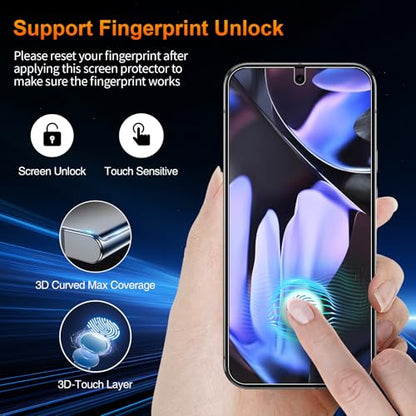2 Pack for Google pixel 9 Pro Anti-Glare Matte Privacy Screen Protector 6.3 inch, Smooth and Responsive Touch Flexible EPU Film, [Support Fingerprint Unlock] [Self-Healing] [Not Glass] - size: Google Pixel 9 Pro