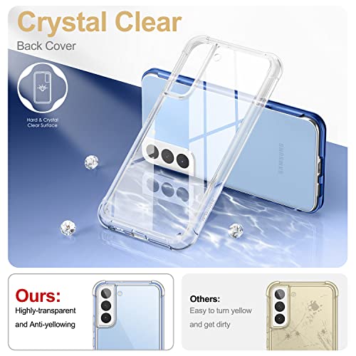 SURITCH for Samsung Galaxy S22+ Plus Clear Case 6.6" (Only), [Built-in Screen Protector] Full Body Protective Hard Shell+Soft TPU Phone Case for Samsung S22 Plus -(Blue Edge) - color: Blue Edge