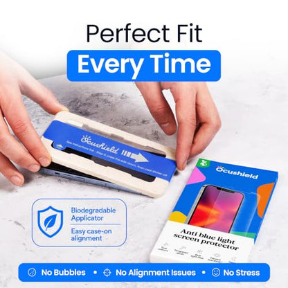 Ocushield Anti Blue Light Tempered Glass Screen Protector of iPhone 13, 13 Pro, 14 & 16E (6.1") – Blocks Blue Light, Prevents Eye Strain & Helps You Sleep Better, 9H Hardness & Case Friendly - size: iPhone 13 | 13 Pro | 14 | 16E