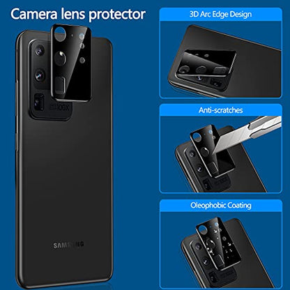 LYWHL 2+2 Pack for Samsung Galaxy S20 Ultra Privacy Screen Protector, Anti-Spy Black Full Adhesive Flexible Film + Camera Lens Glass Protector for Galaxy S20 Ultra - size: Samsung Galaxy S20 Ultra