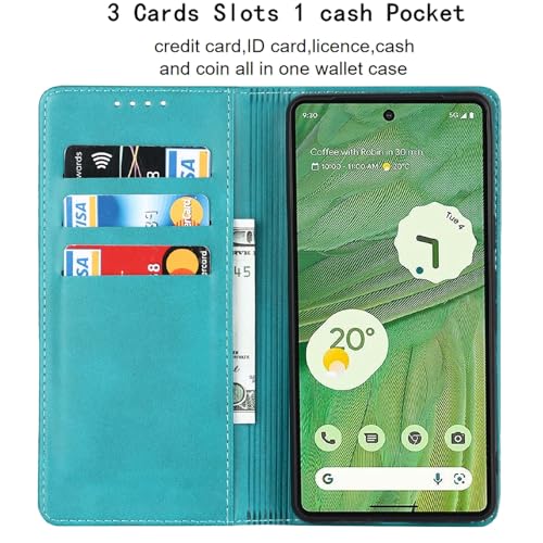 Case for Google Pixel 7 - Stand Holder, Magnetic Closure, Sky Blue | Premium PU Leather, Flip Folio Purse Case, with Card Slot, Stand Holder,Magnetic Closure, TPU Shockproof Protective Case - color: Magnetic Wallet - Sky Blue