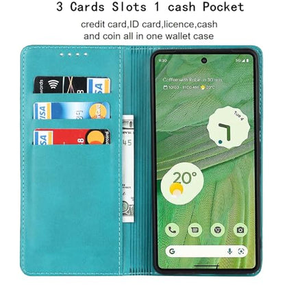 Case for Google Pixel 7 - Stand Holder, Magnetic Closure, Sky Blue | Premium PU Leather, Flip Folio Purse Case, with Card Slot, Stand Holder,Magnetic Closure, TPU Shockproof Protective Case - color: Magnetic Wallet - Sky Blue