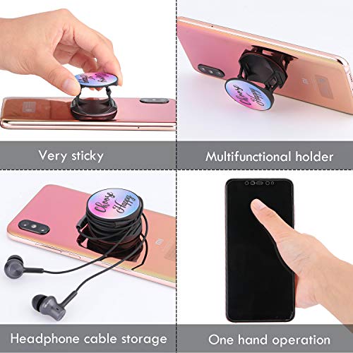 Frienda 6 Pieces Cell Phone Grip Holder Stand Expanding Inspirational Quote Cases Grip Holder Collapsible Finger Kickstand Compatible with Most Tablets Self Adhesive for Smartphone