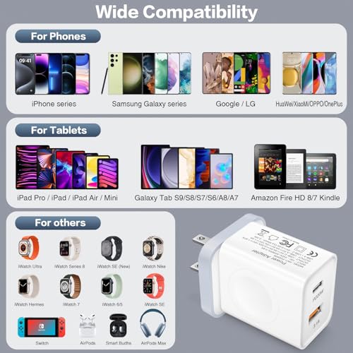 iSeekerKit for A-pple Watch Charger, 20W USB Fast Charging Block - color: 3-in-1 Charger