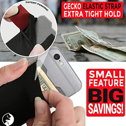 Phone Wallet - Adhesive Card Holder - Cell Phone Pouch - Stick on Lycra Pocket by Gecko - Carry Credit Cards and Cash - color: TWIN - CAT YINYANG