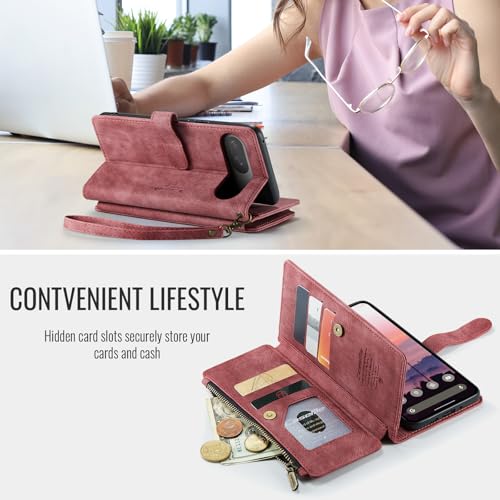 Google Pixel 10/Pixel 10 Pro 5G Wallet Case with Card Holder,Red - color: Red, size: Pixel 10/10 Pro 6.3 Inch