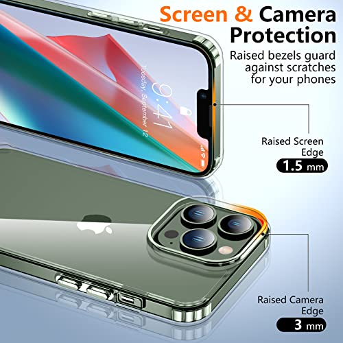 Crystal Clear for iPhone 13 Pro Case,[Anti- Yellowing][Upgraded Military Shockproof Protection] Slim Thin Protective Bumper Phone Case 6.1 inch – Clear