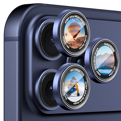 CACOE Camera Lens Protector for iPhone 14/15/16/17 Pro/Pro Max Cover - color: Dark Blue
