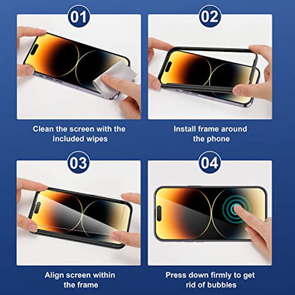 ImpactStrong 3-Pack Shatterproof Tempered Glass Screen Protector for iPhone 14 Pro Max [Easy Installation Frame] [Bubble Free] [9H Hardness] [Full Coverage] Case Friendly, 6.7 Inch - size: iPhone 14 Pro Max