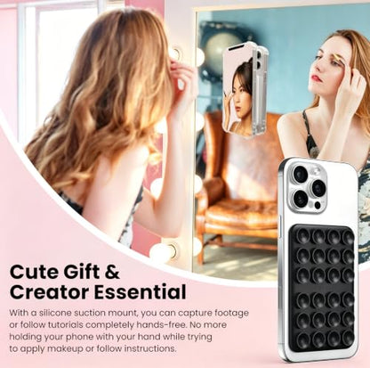 Anteel 2026 Upgraded Magnetic Suction Phone Grip for MagSafe Case, Suction Cup Phone Mount, Durable Magnet Silicone Portable Mount Stand for iPhone 12 to 17 Series, Hands-Free Video/Selfie (Black) - color: Black
