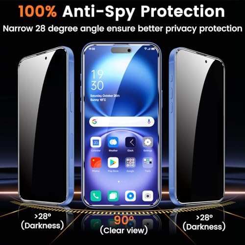 Lesakit 4+4 Pack Privacy Screen Protector for iPhone 16 Plus 6.7-Inch with 4 Pack Camera Lens Protector, Anti Spy Tempered Glass Film 9H Hardness Case Friendly - size: iPhone 16 Plus