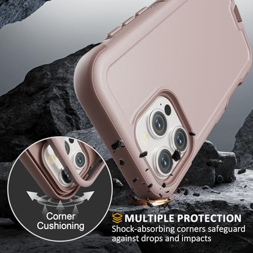 Follaroma Magnetic for iPhone 16 Pro Case, Heavy Duty Cases, Light Brown | Compatible with MagSafe, Heavy Duty Shockproof,Military-Grade Anti-Drop Protective,Dual Layer Magnetic Protection Phone Cover - color: Brown Pink, size: iPhone 16 Pro 6.3''