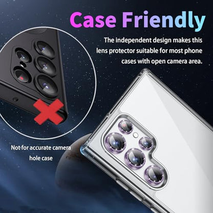 Camera Lens Protector for Samsung Galaxy S24 Ultra, Glitter Violet - color: Glitter Violet