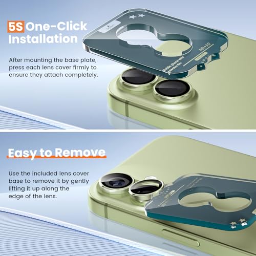 imluckies Camera Lens Protector for iPhone 17 6.3", [AR+AF] HD Clear Tempered Glass Lens Cover, 9H Hardness Scratch Resistant Individual Metal Ring, Case Friendly & Easy Install, Green - color: Green