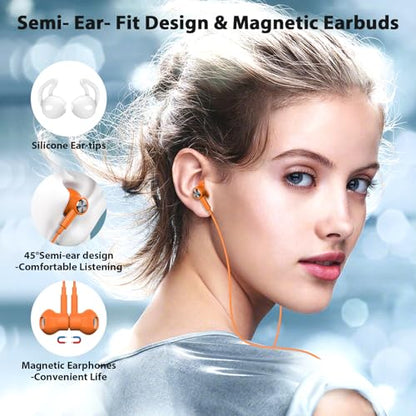 Jelanry Magnetic USB-C Wired Earbuds HiFi Stereo Headphones with Mic Orange - color: Orange