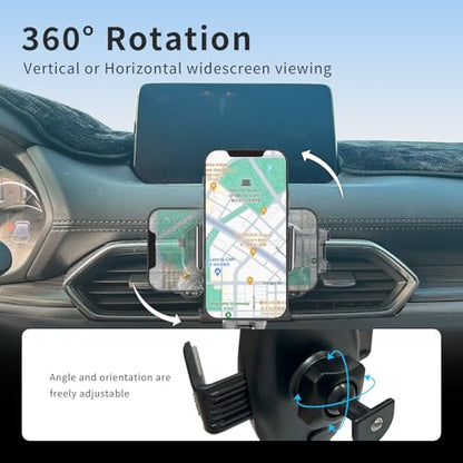 Car Phone Holder for 2017–2025 Mazda CX5 Accessories, Custom-Fit CX5 Phone Mount, Stable Clip-On Base, 360° Adjustable Phone Holder for iPhone Samsung Google Pixel Android Phones - style: Clamp holder