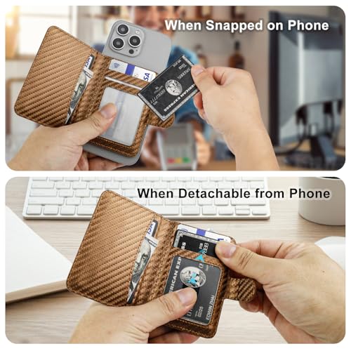 Bocasal for MagSafe Card Wallet for iPhone, Carbon Fiber Brown - color: Carbon Fiber Brown