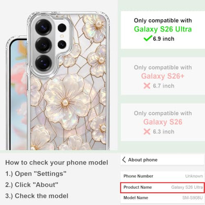 for Samsung Galaxy S26 Ultra Magnetic Case【Compatible with MagSafe】 Aesthetic Oil Painting Stained Glass Flower Design, Slim Fit Hard PC Back Shockproof Cute Clear Phone Cover, Light Pink - color: Light Pink, size: Galaxy S26 Ultra