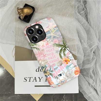 Case for iPhone 14 Pro Max, Cute Phone Case, Aloha Summer Collage | Hybrid 2-Layer Phone Cover，Military-Grade Protection Durable Shockproof Anti-Scratch Cases - color: Pink Aloha Summer Collage, size: Iphone 14 Pro Max
