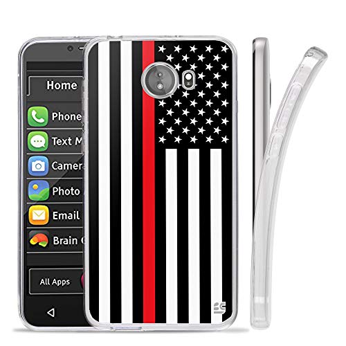 Compatible with GreatCall Jitterbug Smart2 (5.5” Screen) Smartphone Compatible with Seniors/Phone Skin Case Slim - color: Thin Red Line US Flag