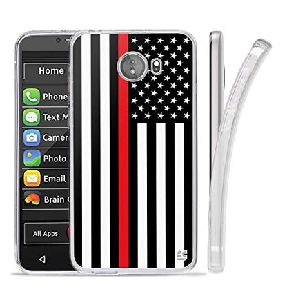 Compatible with GreatCall Jitterbug Smart2 (5.5” Screen) Smartphone Compatible with Seniors/Phone Skin Case Slim - color: Thin Red Line US Flag