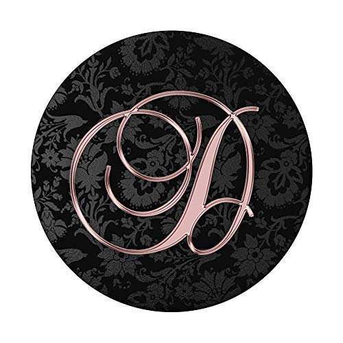 Letter D Golden Rose On Black Floral Design PopSockets PopGrip: Swappable Grip for Phones & Tablets