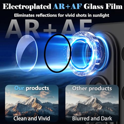 Camera Lens Protector for Samsung Galaxy S26 Ultra, AR Glass Metal Ring - color: Glitter Black