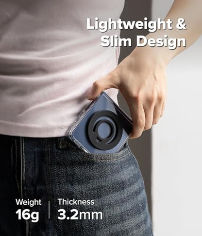 Ringke Dual Magnetic Silicone Ring [Compatible with MagSafe] Phone Grip, Dual-Sided Powerful Magnet, Lightweight (0.04 lb) & Super Slim (0.13 in) Soft Holder for iPhone, Galaxy, Pixel - Black - color: Black