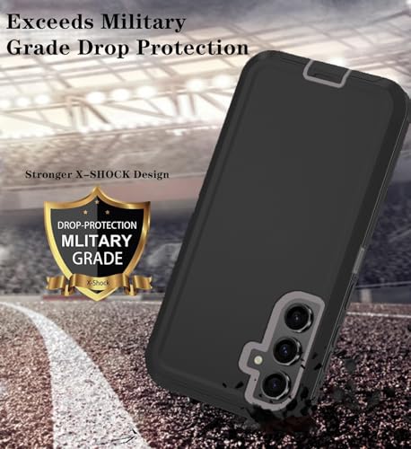 Qinmay Phone Case for Samsung Galaxy A37 5G Case with HD Screen Protector, Heavy Duty Shockproof & Dropproof 3-Layer Cover Phone Case for Galaxy A37,BlackGrey - color: BlackGrey