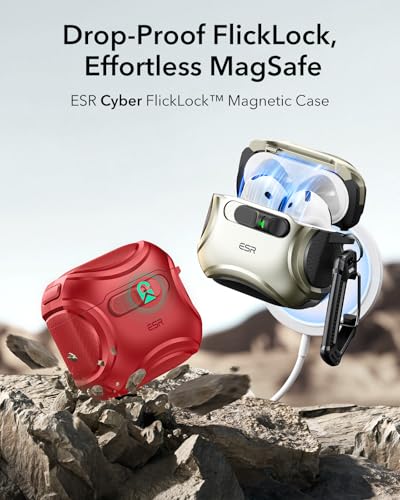 ESR for AirPods 5/4 Case, Compatible with MagSafe, Drop-Proof Lock, Red - color: Red, size: AirPods 5&4 Case